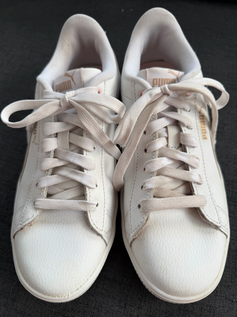 Puma Women's Sneakers in Cream with Gold Logo